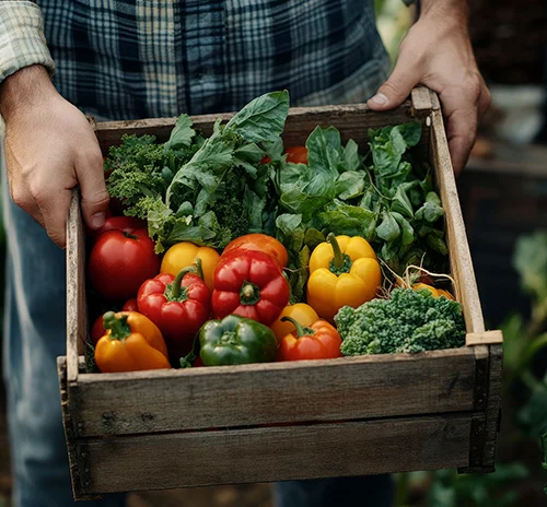 Cultivating organic vegetables through eco-friendly farming and mindful stewardship.
